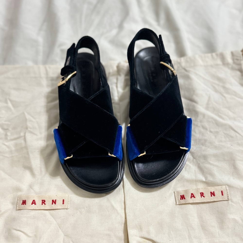 Marni - Fussbett velvet black/blue women sandals size36